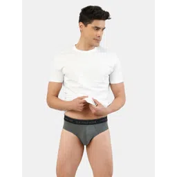 U.S. Polo Assn. Men Charcoal Grey Solid Bamboo Cotton Briefs I704-031-PL image 5