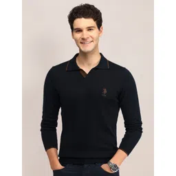 U.S. Polo Assn. Men Cotton Brand Logo Lapel Collar Pullover Sweaters-picture-24