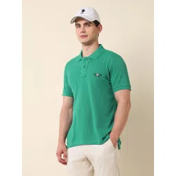 U.S. Polo Assn. Men Green Solid Polo Collar Pure Cotton T-shirt-picture-39