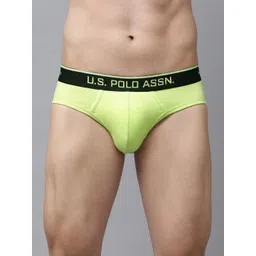 U.S. Polo Assn. Men Lime Green Solid Low-Rise Knitted Coolmax Briefs I706-D01-PL-picture-36