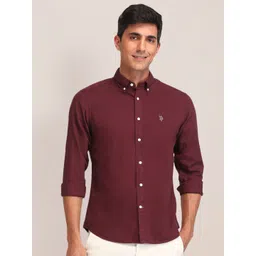 U.S. Polo Assn. Men Manhattan Button-Down Collar Solid Cotton Slim Fit Casual Shirt-picture-21