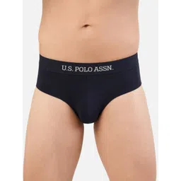 U.S. Polo Assn. Men Navy Blue Solid Low-Rise Knitted Micro Modal Briefs I702-195-PL-picture-20
