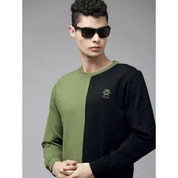 U.S. Polo Assn. Men Olive Green & Black Colourblocked Sweatshirt-picture-28