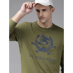 U.S. Polo Assn. Men Olive Green Brand Logo Print Sweatshirt-picture-23