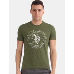 U.S. Polo Assn. Men Olive Green Printed Pure Cotton Lounge T-shirt-picture-26