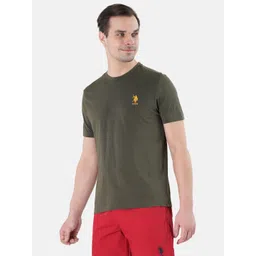 U.S. Polo Assn. Men Olive Green Solid Lounge T-Shirt image 4