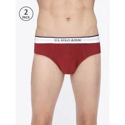 U.S. Polo Assn. Men Pack of 2 Maroon Solid Briefs I666-006-P2-picture-45