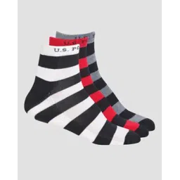 u.s. polo assn. Men Pack of 3 Terry Finish ES005 Striped Ankle-Length Everyday Socks-picture-23