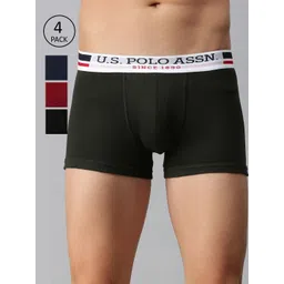 U.S. Polo Assn. Men Pack of 4 Pure Cotton Solid Trunks-picture-19