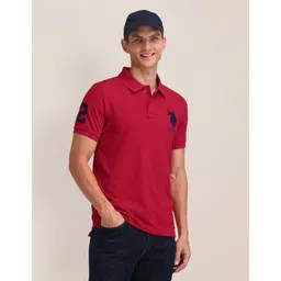 u.s. polo assn. Men Printed Polo Neck Pure Cotton Red T-Shirt-picture-12