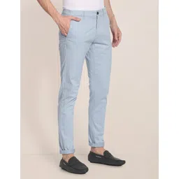 u.s. polo assn. Men Regular Fit Blue Cotton Blend Trousers-picture-15