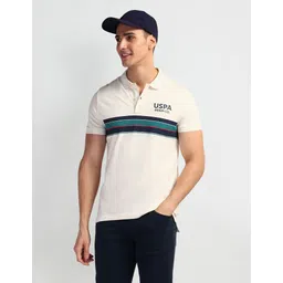 u.s. polo assn. Men Solid Polo Neck Pure Cotton White T-Shirt-picture-13