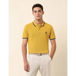 u.s. polo assn. Men Solid Polo Neck Pure Cotton Yellow T-Shirt-picture-14
