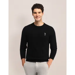 u.s. polo assn. Men Solid Round Neck Black Sweater-picture-10