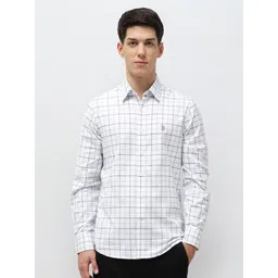 U.S. Polo Assn. Men Tailored Fit Windowpane Checked Spread Collar Casual Shirt-picture-26