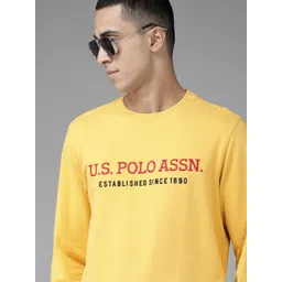 U.S. Polo Assn. Men Yellow Brand Logo Printed Pure Cotton Sweatshirt-picture-28