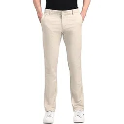 u.s. polo assn. Men's Beige Solid Mid Rise Cotton Button Slim Fit Trousers-picture-26
