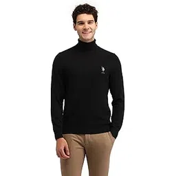 u.s. polo assn. Men's Black Solid Turtle Neck Long Sleeve Casual Acrylic Regular Fit Pullover Sweater-picture-16