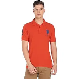 u.s. polo assn. Men's Cotton Solid Regular Polo Shirt (Ustshc0063_Dk. Orange 2XL)-picture-16