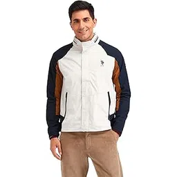 u.s. polo assn. Men's Ecru Colour Blocked Hooded Long Sleeve Casual Polyester Regular Fit Jacket-picture-20
