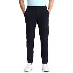 u.s. polo assn. Men's Navy Solid Mid Rise Nylon Button Slim Fit Flat Front Slant Pocket Trousers-picture-19