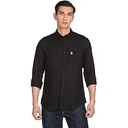 u.s. polo assn. Men's Solid Linen Tailored Fit Button Down Casual Shirt-picture-24