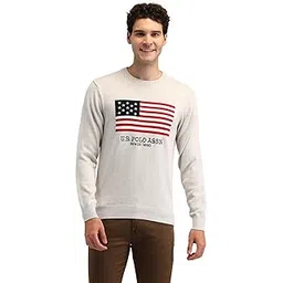 u.s. polo assn. Men's White Logo Crew Neck Long Sleeve Casual Cotton Regular Fit Pullover Sweater-picture-29