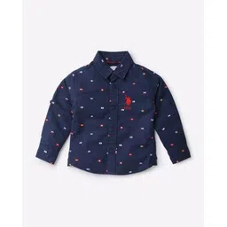 u.s. polo assn. Micro Print Shirt with Spread Collar-picture-24