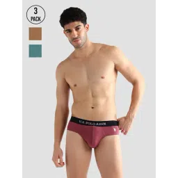 U.S. Polo Assn. Multicolored Elasticized Waist Solid OEB13 Briefs - Pack Of 3-picture-41
