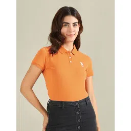 U.S. Polo Assn. Mustard Cotton Logo Print Polo T-Shirt-picture-14