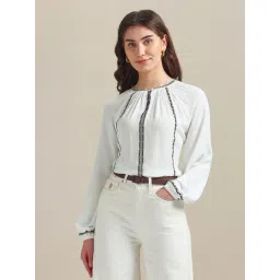 U.S. Polo Assn. Off-white Cotton Embroidered Top-picture-25