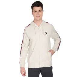 U.S. Polo Assn. Off White Cotton Regular Fit Striped Hooded Sweatshirt-picture-39