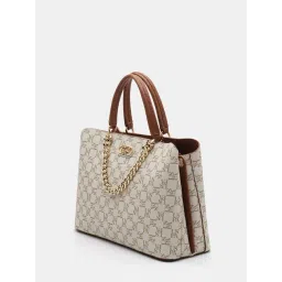 U.S. Polo Assn. Off White Printed Satchel Handbag image 2