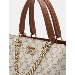 U.S. Polo Assn. Off White Printed Satchel Handbag image 3