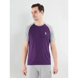 U.S. Polo Assn. Purple Cotton Regular Fit Colour Block Lounge T-Shirt-picture-29