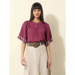 U.S. Polo Assn. Purple Regular Fit Embroidered Top-picture-43