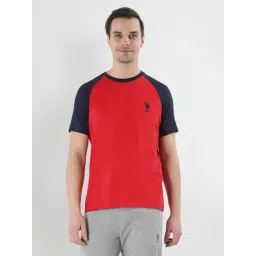 U.S. Polo Assn. Red Cotton Regular Fit Colour Block Lounge T-Shirt-picture-11
