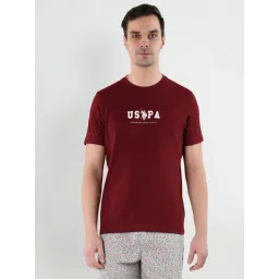 U.S. Polo Assn. Red Cotton Regular Fit Printed Lounge T-Shirt-picture-13