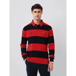 U.S. Polo Assn. Red Cotton Regular Fit Striped Polo T-Shirt-picture-23