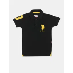 u.s. polo assn. U S Polo Assn Boys Black Polo Collar T-shirt-picture-50