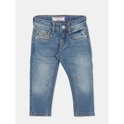 u.s. polo assn. U S Polo Assn Boys Blue Slim Fit Low Distress Light Fade Jeans-picture-15