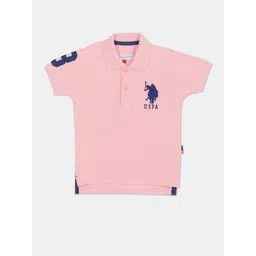 u.s. polo assn. U S Polo Assn Boys Pink Polo Collar T-shirt-picture-31