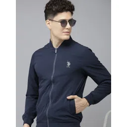 u.s. polo assn. U S Polo Assn Men Blue Brand Logo Printed Bomber Jacket-picture-31