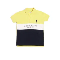 u.s. polo assn. US Polo Kids Boys Yellow Cotton Color Block Polo T-Shirt-picture-30