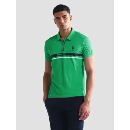 u.s. polo assn. USPA Active Green Slim Fit Printed Sports Polo-picture-23