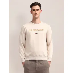 u.s. polo assn. U.S.Polo Assn. Beige Cotton Regular Fit Logo Printed Sweatshirt-picture-19