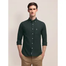 u.s. polo assn. U.S.Polo Assn. Olive Cotton Slim Fit Shirt-picture-29