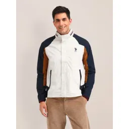 u.s. polo assn. U.S.Polo Association Beige Regular Fit Colour Block Hooded Jacket-picture-36