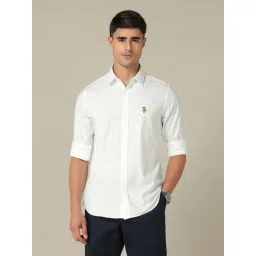 U.S. Polo Assn. White Cotton Regular Fit Self Pattern Shirt-picture-22