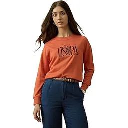 u.s. polo assn. Women Brand Embroidered Drop Shoulder Sweatshirt (UWAW25SWS240_Rust_XL)-picture-19